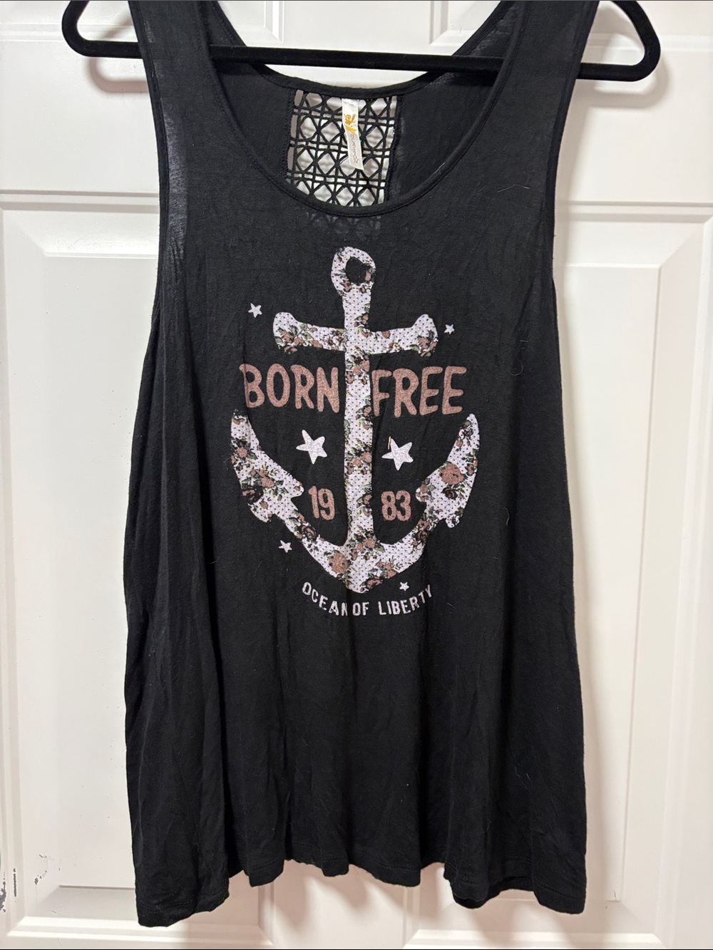 Occasion Black Crochet Back Top with Yellow Tag Detail